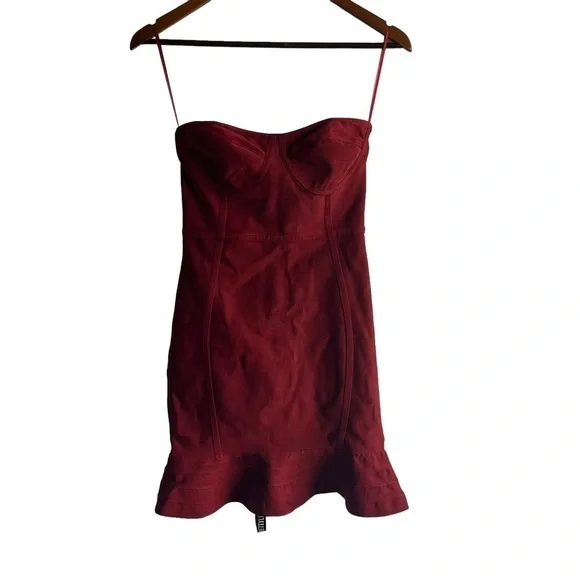 Women's NWOT Pretty Little Think Dark Red Strapless Cocktail Dress - Picture 1 of 10